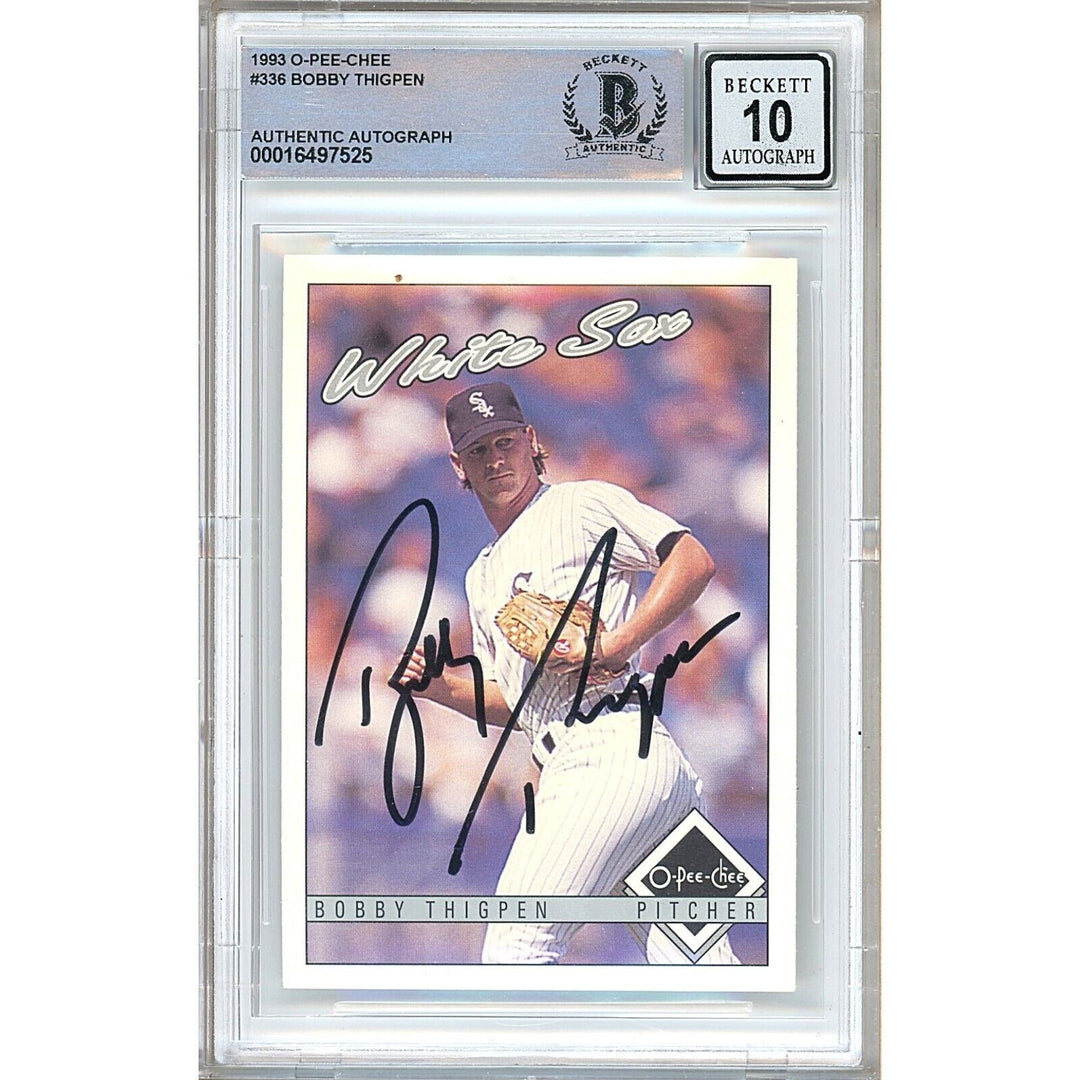 Bobby Thigpen White Sox Signed 1993 O-Pee-Chee Baseball Card BGS Auto 10 Graded Slab