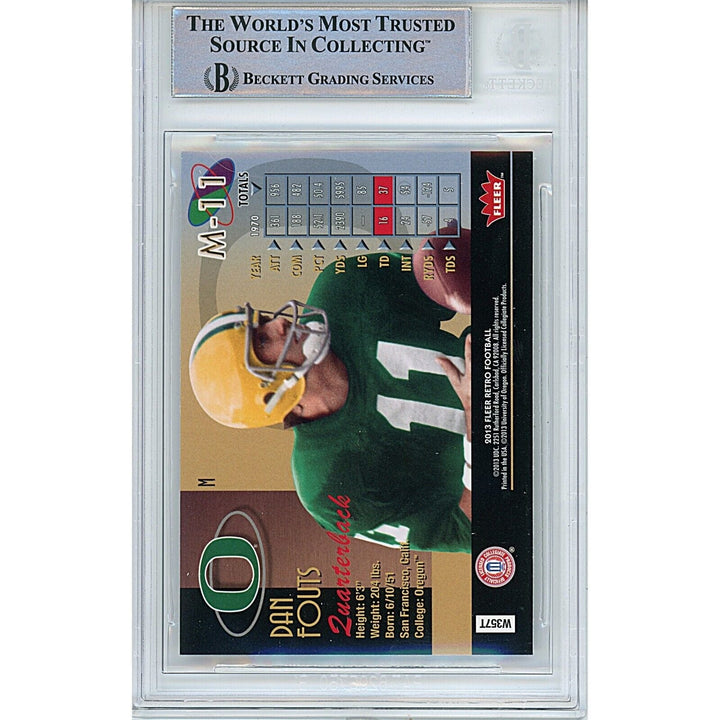 Dan Fouts Oregon Ducks Signed 2013 Fleer Metal Football Card Beckett Auth Auto Slab HOF