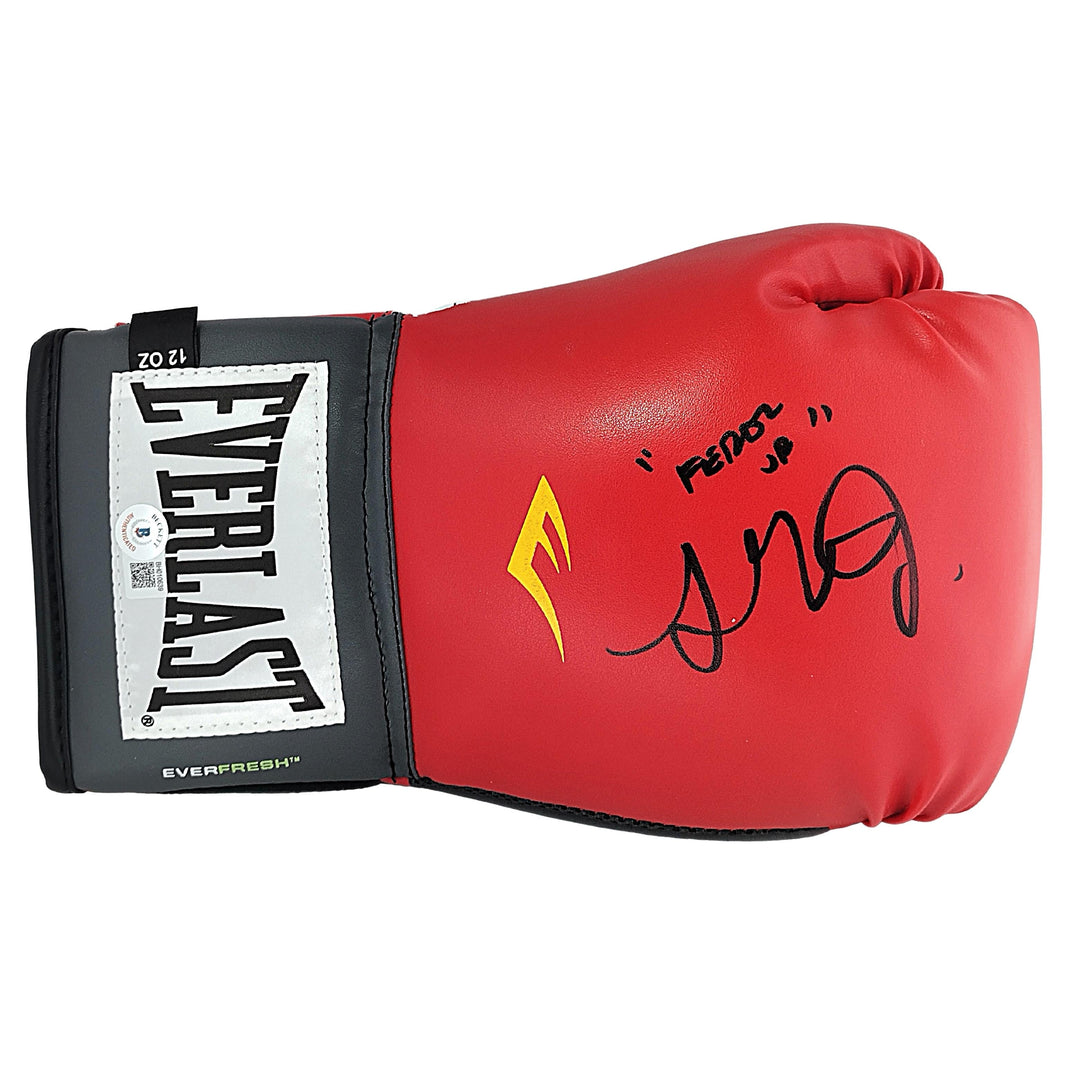 Fernando Vargas Jr. Autographed Everlast Red Boxing Glove Proof Photo Beckett Certified