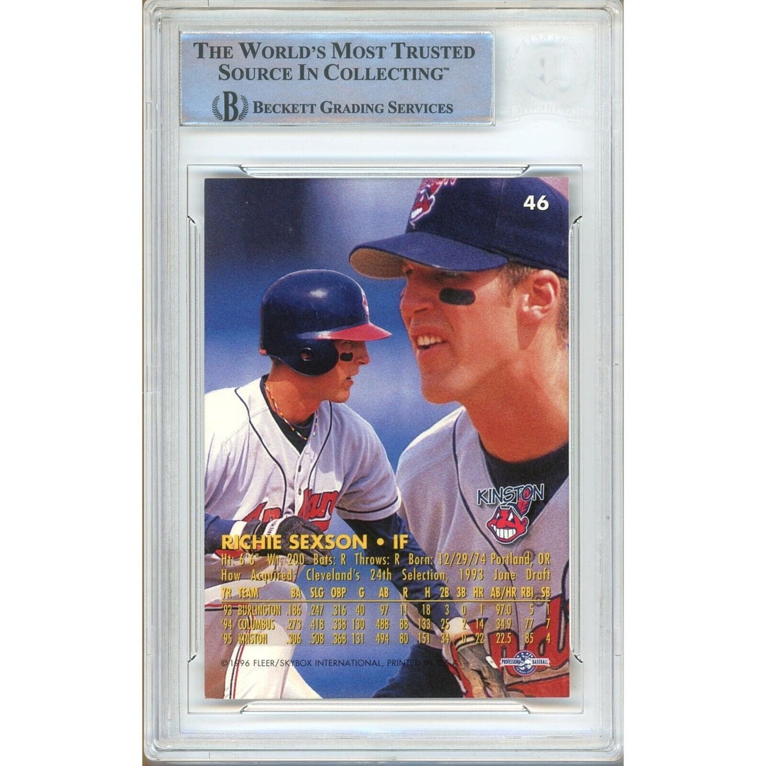 Baseballs- Autographed- Richie Sexson Cleveland Guardians Signed 1996 Fleer Excel Rookie Card Beckett Authentic Auto Slab Back