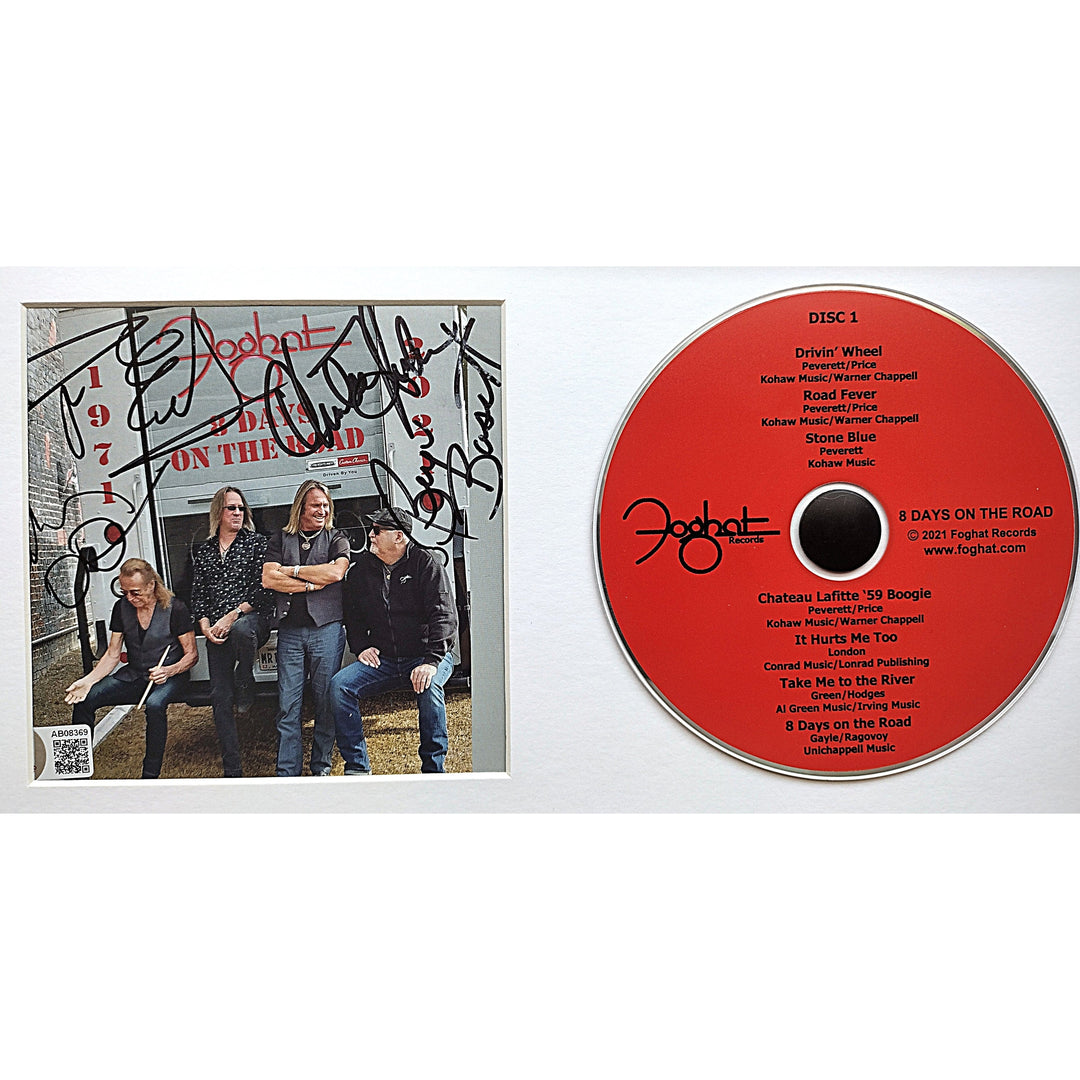 Foghat Band Autographed 8 Days On The Road CD Album Cover Framed Beckett COA