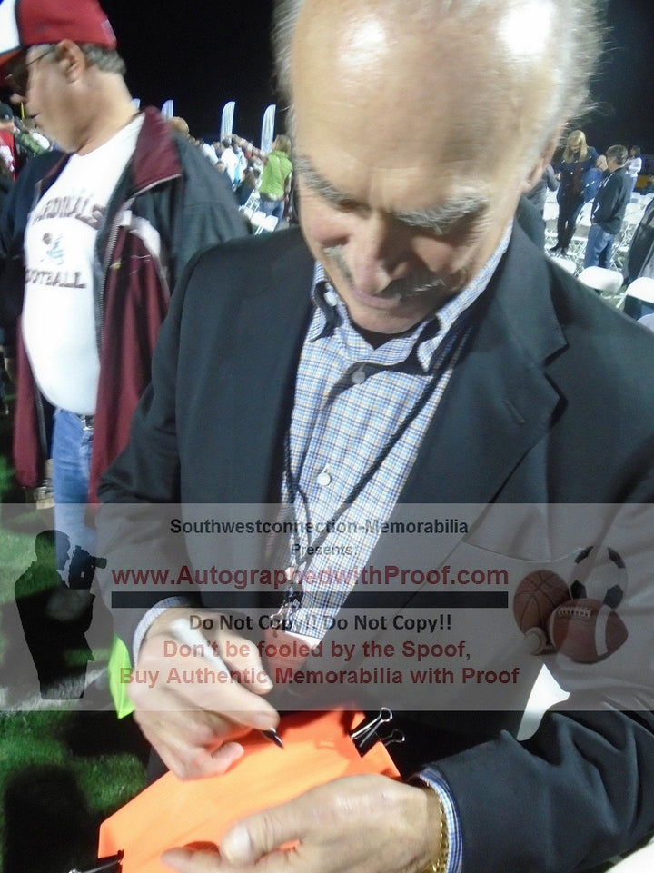 Rocky Bleier Signed Pittsburgh Steelers Football End Zone Pylon Proof Photo Beckett COA