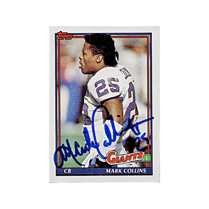 1991 Topps Mark Collins Autograph Auto Signed Signature New York Giants