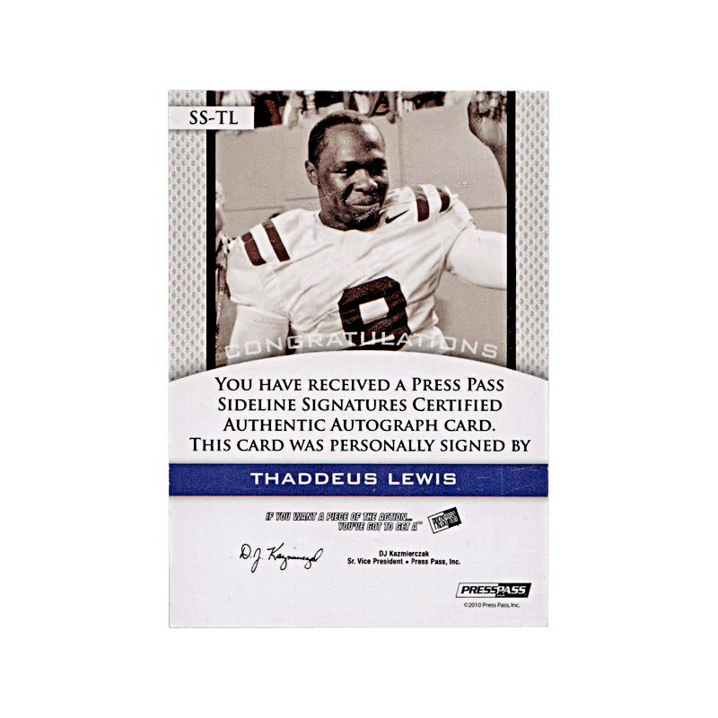 2010 Press Pass Thaddeus Lewis Autograph #10/150 Auto Signed Signature Duke