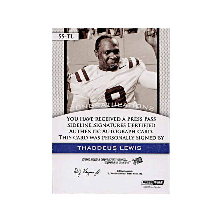 2010 Press Pass Thaddeus Lewis Autograph #10/150 Auto Signed Signature Duke