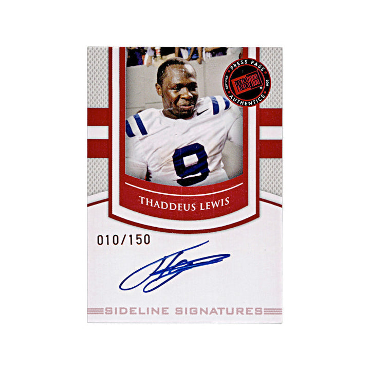 2010 Press Pass Thaddeus Lewis Autograph #10/150 Auto Signed Signature Duke