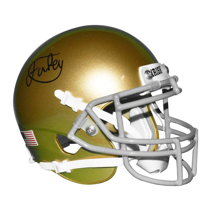 Isaiah Foskey Signed Notre Dame Fighting Irish Gold Mini Schutt Replica Football Helmet (JSA)