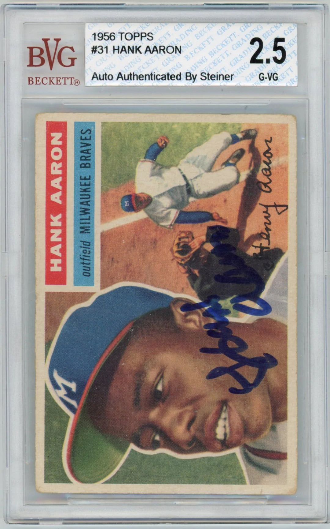 1956 Topps Hank Aaron Autograph BGS 2.5 / 10 Auto