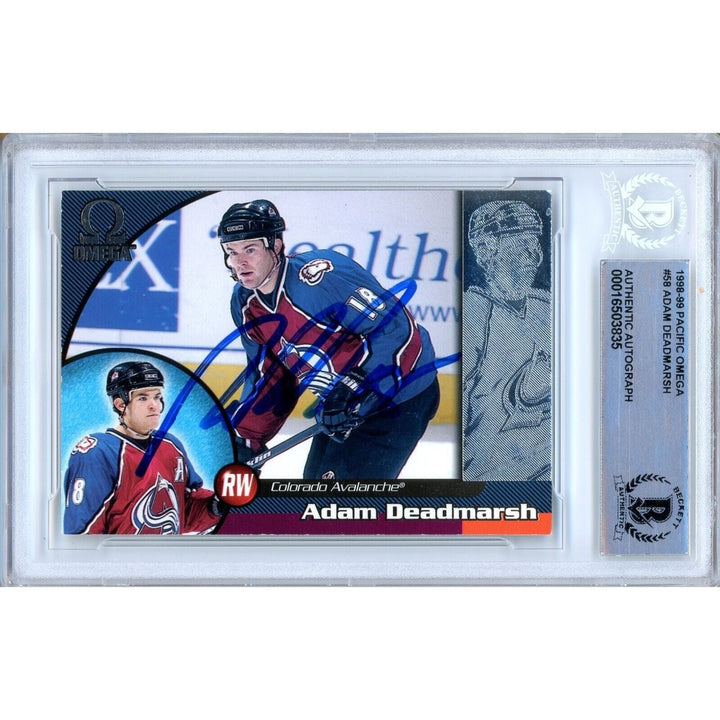Adam Deadmarsh Colorado Avalanche Signed 1998 Pacific Omega BAS Auth Auto Slab
