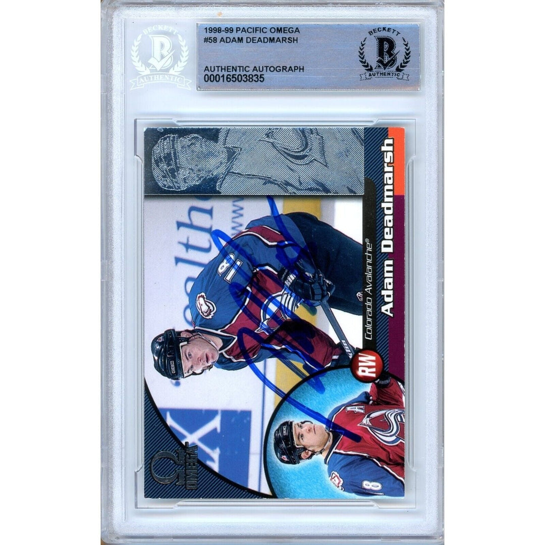 Adam Deadmarsh Colorado Avalanche Signed 1998 Pacific Omega BAS Auth Auto Slab