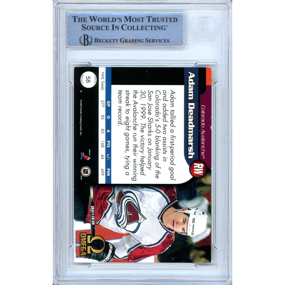 Adam Deadmarsh Colorado Avalanche Signed 1998 Pacific Omega BAS Auth Auto Slab