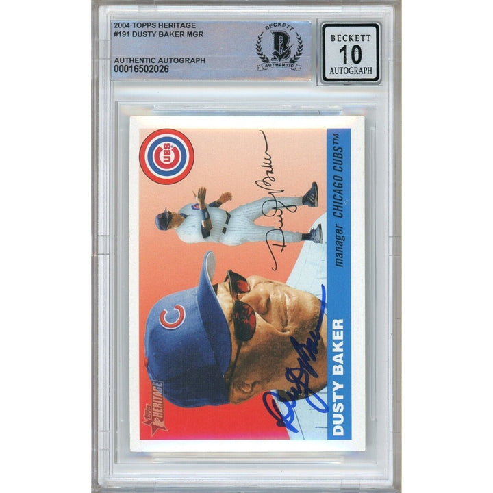 Dusty Baker Chicago Cubs Signed 2004 Topps Heritage Card BGS Auto 10 Graded Slab