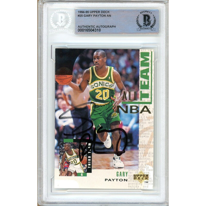 Gary Payton Seattle Supersonics Signed 1994 Upper Deck All NBA Card Beckett Auth Auto