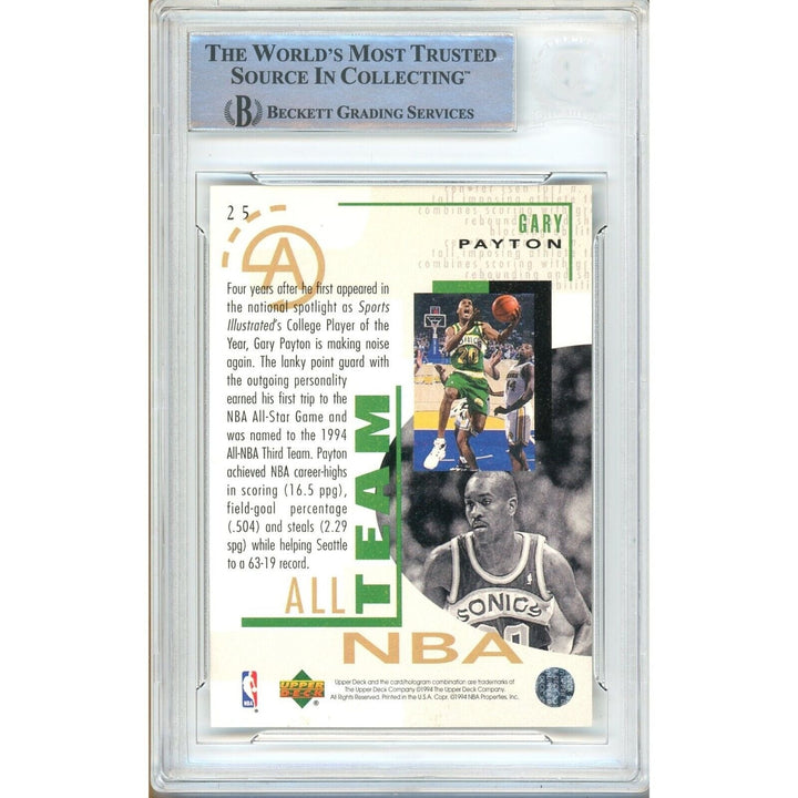 Gary Payton Seattle Supersonics Signed 1994 Upper Deck All NBA Card Beckett Auth Auto