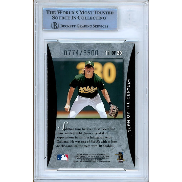 Jason Giambi Oakland Athletics Signed 1997 Donruss Elite Insert Card BAS Auth Auto Slab