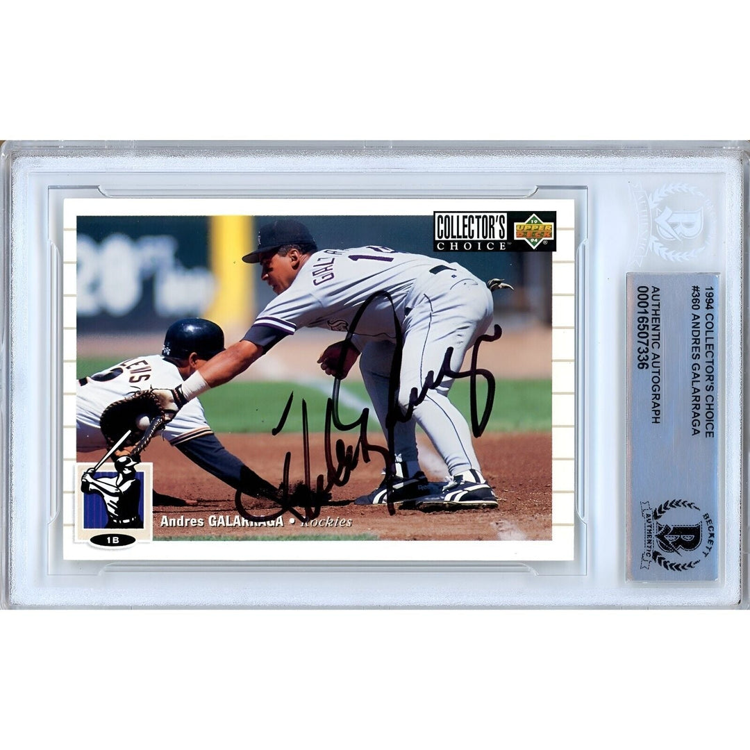 Andres Galarraga Colorado Rockies Signed 1994 Collectors Choice BAS Auth Auto Slab