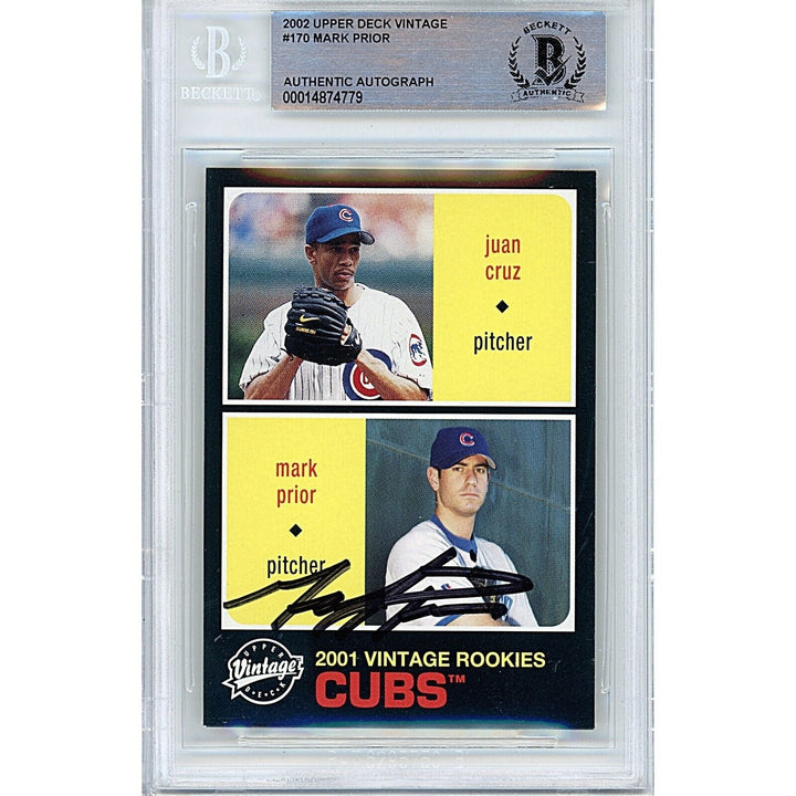 Mark Prior Chicago Cubs Signed 2001 Upper Deck Baseball Card Beckett Auth Auto Slab RC