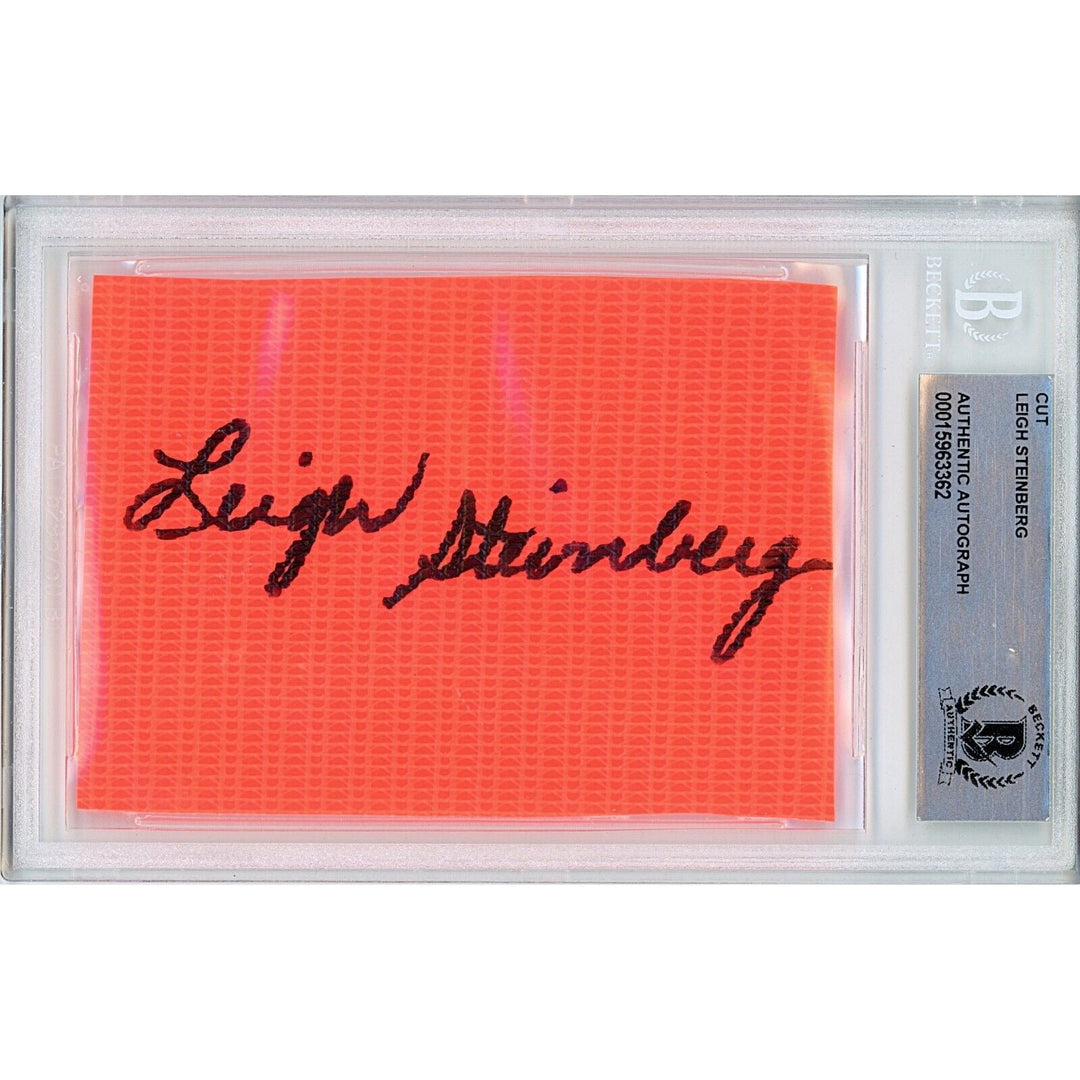 Leigh Steinberg Signed Football End Zone Pylon Signature Cut Beckett Authentic Auto Slab