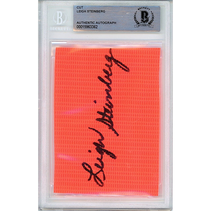 Leigh Steinberg Signed Football End Zone Pylon Signature Cut Beckett Authentic Auto Slab