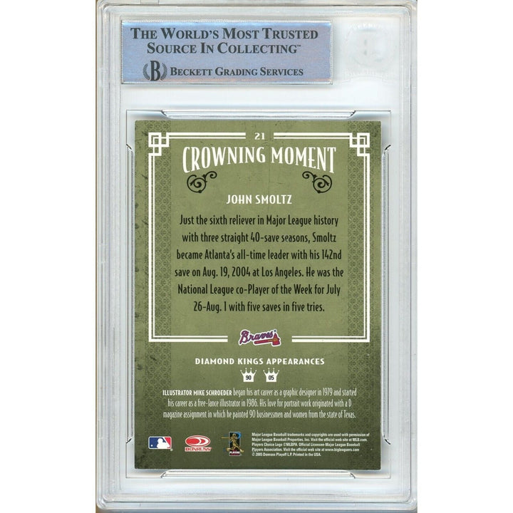 John Smoltz Atlanta Braves Signed 2005 Donruss Diamond Kings Card BAS Auth Auto Slab