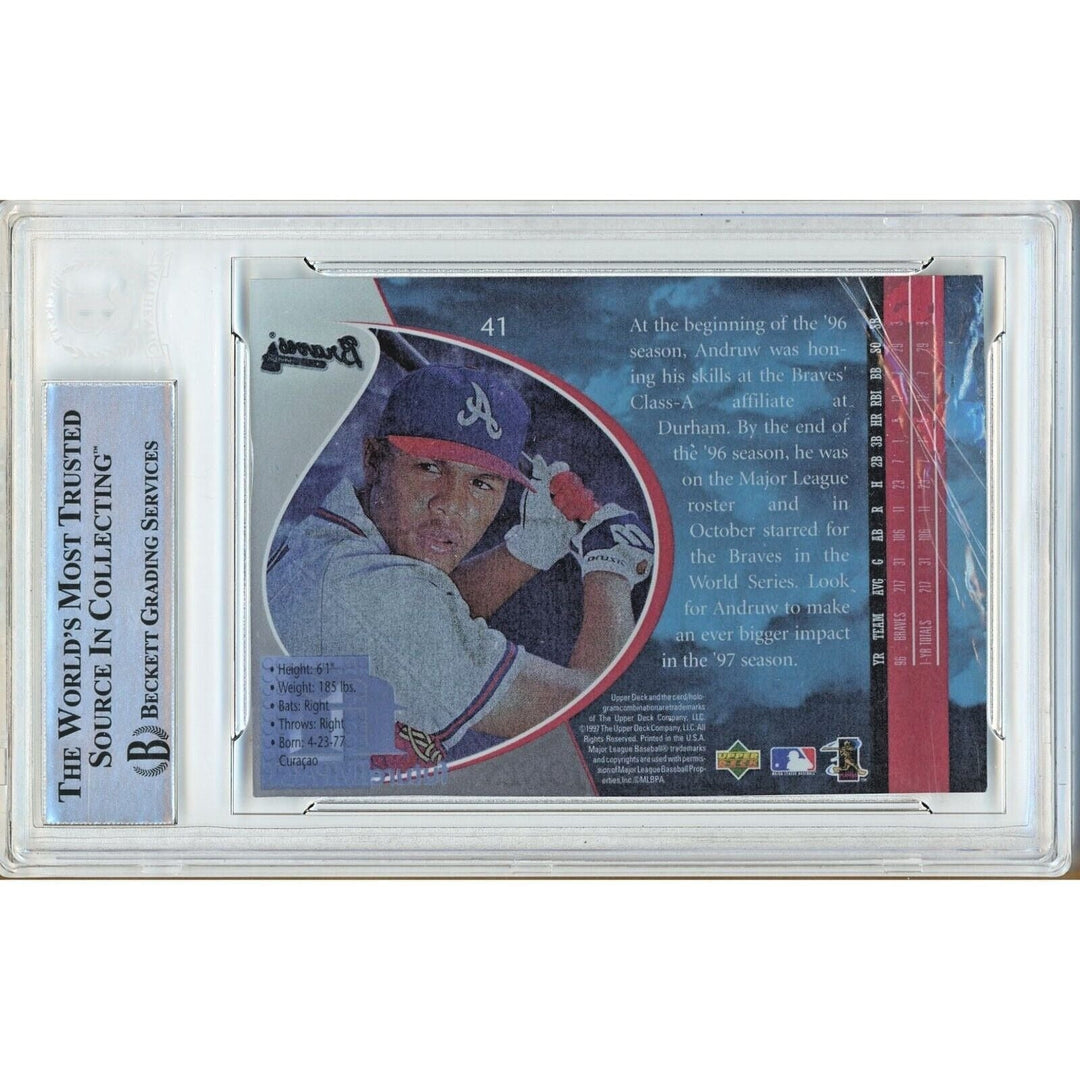 Andruw Jones Atlanta Braves Signed 1997 UD3 Baseball Card Beckett Auth Auto Slab