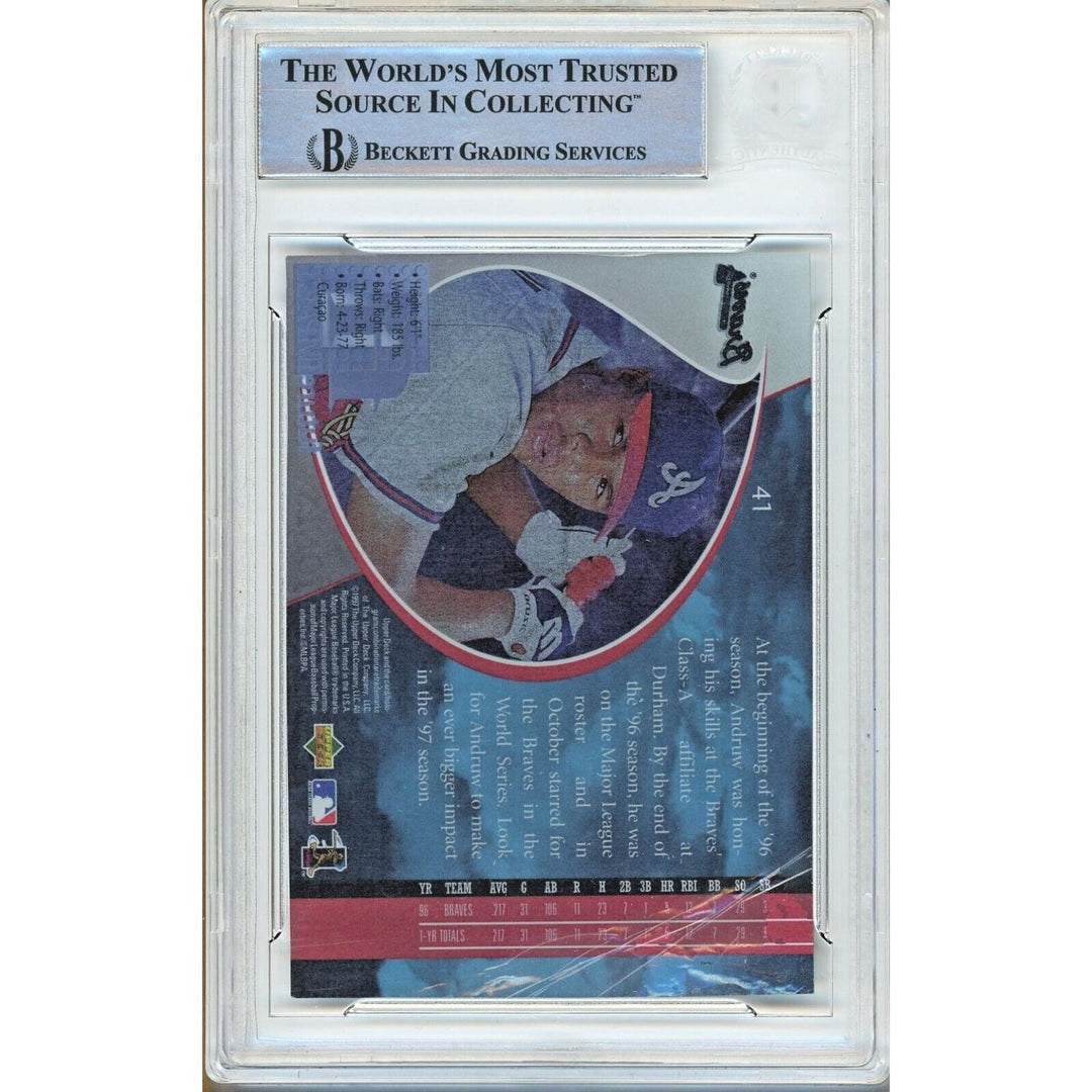 Andruw Jones Atlanta Braves Signed 1997 UD3 Baseball Card Beckett Auth Auto Slab