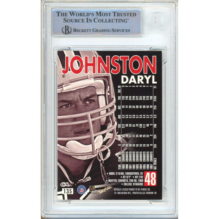 Daryl Johnston Dallas Cowboys Signed 1998 Skybox Premium Card Beckett Auth Auto Slab