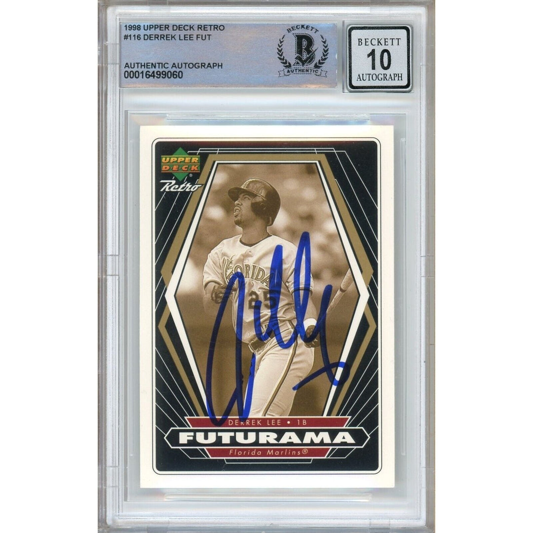 Derrek Lee Miami Marlins Signed 1998 Upper Deck Retro Futurama RC BGS Auto 10 Graded