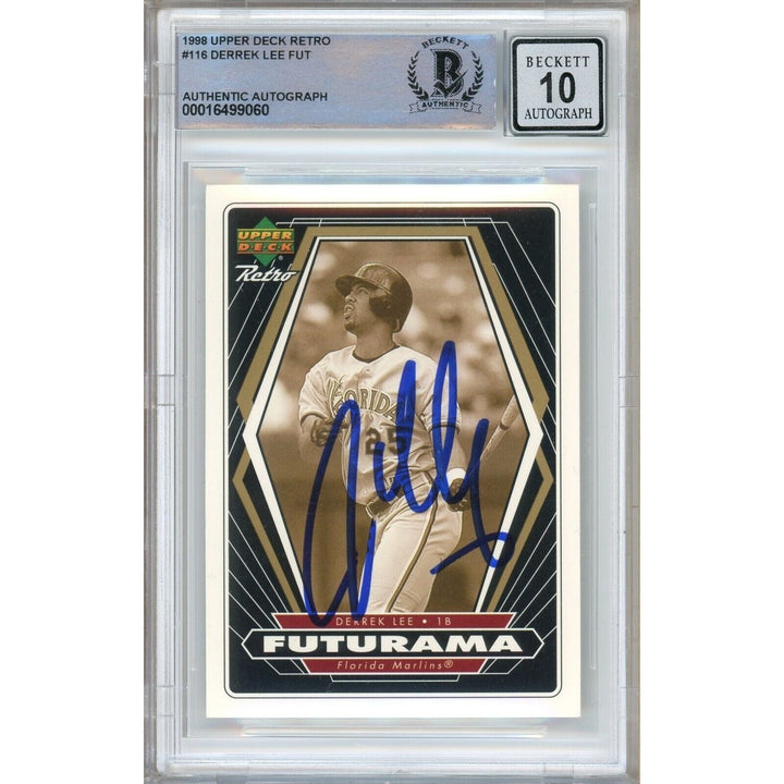 Derrek Lee Miami Marlins Signed 1998 Upper Deck Retro Futurama RC BGS Auto 10 Graded