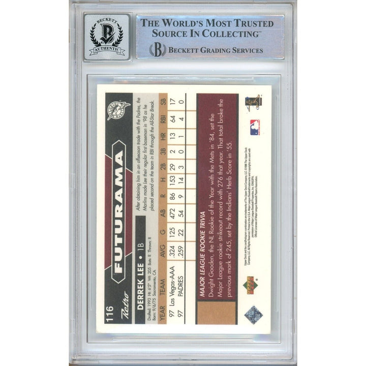 Derrek Lee Miami Marlins Signed 1998 Upper Deck Retro Futurama RC BGS Auto 10 Graded