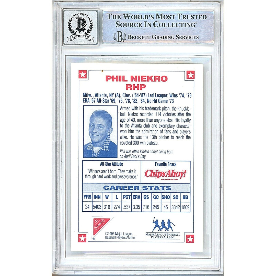 Phil Niekro Atlanta Braves Signed 1993 Nabisco All Star Autographs BGS Auto 10 Graded