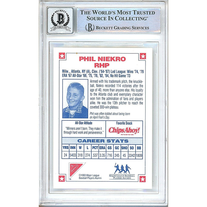 Phil Niekro Atlanta Braves Signed 1993 Nabisco All Star Autographs BGS Auto 10 Graded
