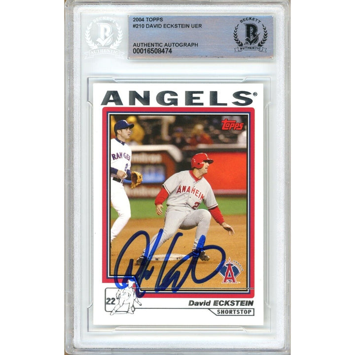 David Eckstein Anaheim Angels Signed 2004 Topps Baseball Card Beckett Auth Auto Slab