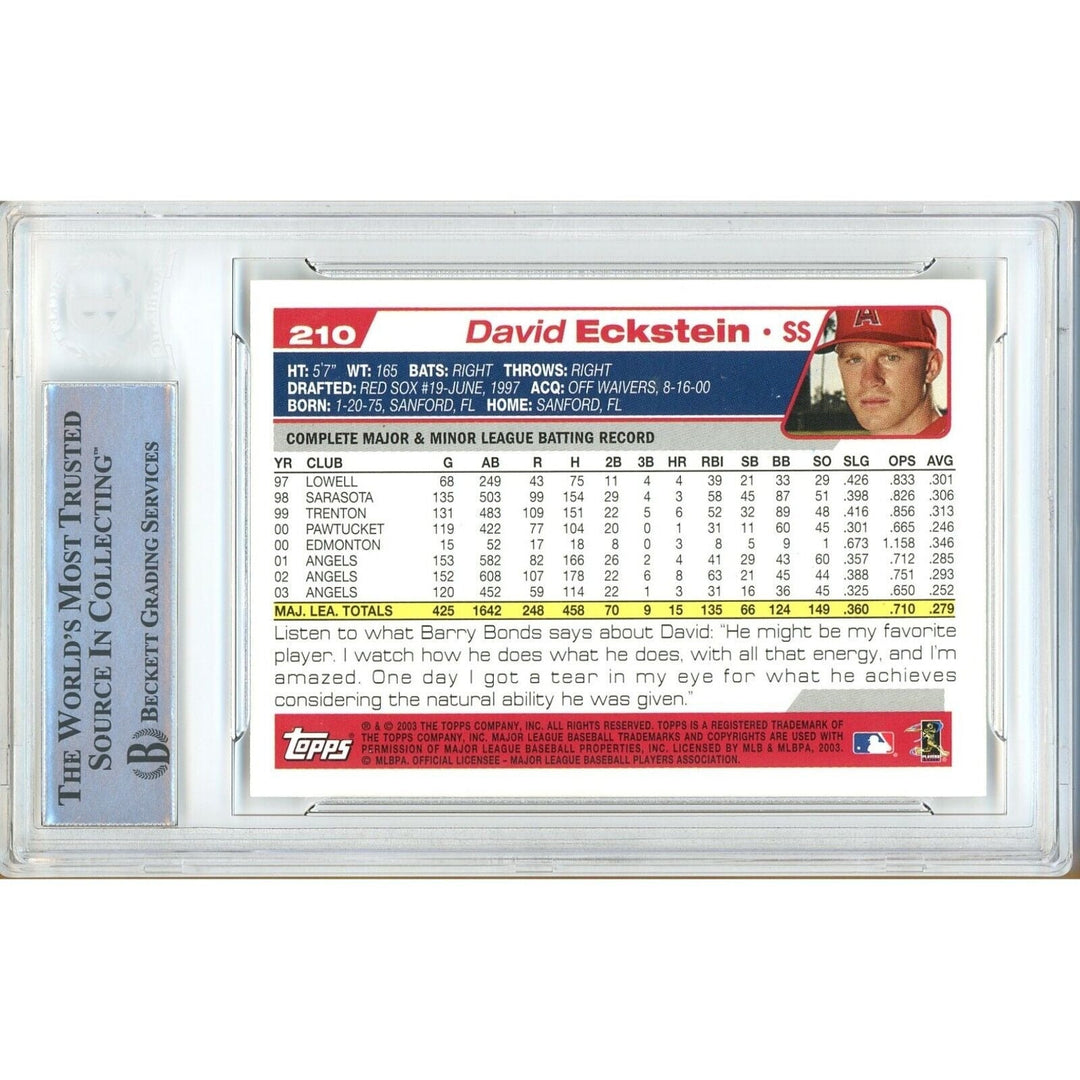 David Eckstein Anaheim Angels Signed 2004 Topps Baseball Card Beckett Auth Auto Slab