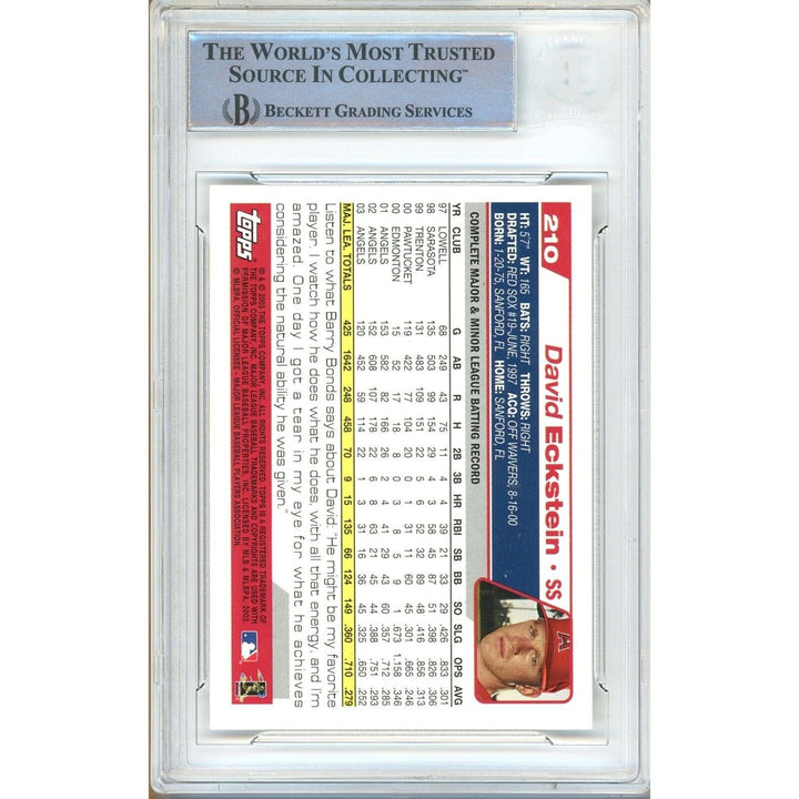 David Eckstein Anaheim Angels Signed 2004 Topps Baseball Card Beckett Auth Auto Slab