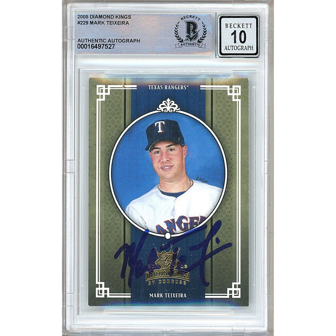 Mark Teixeira Texas Rangers Signed 2005 Diamond Kings Card BGS Auto 10 Graded Slab