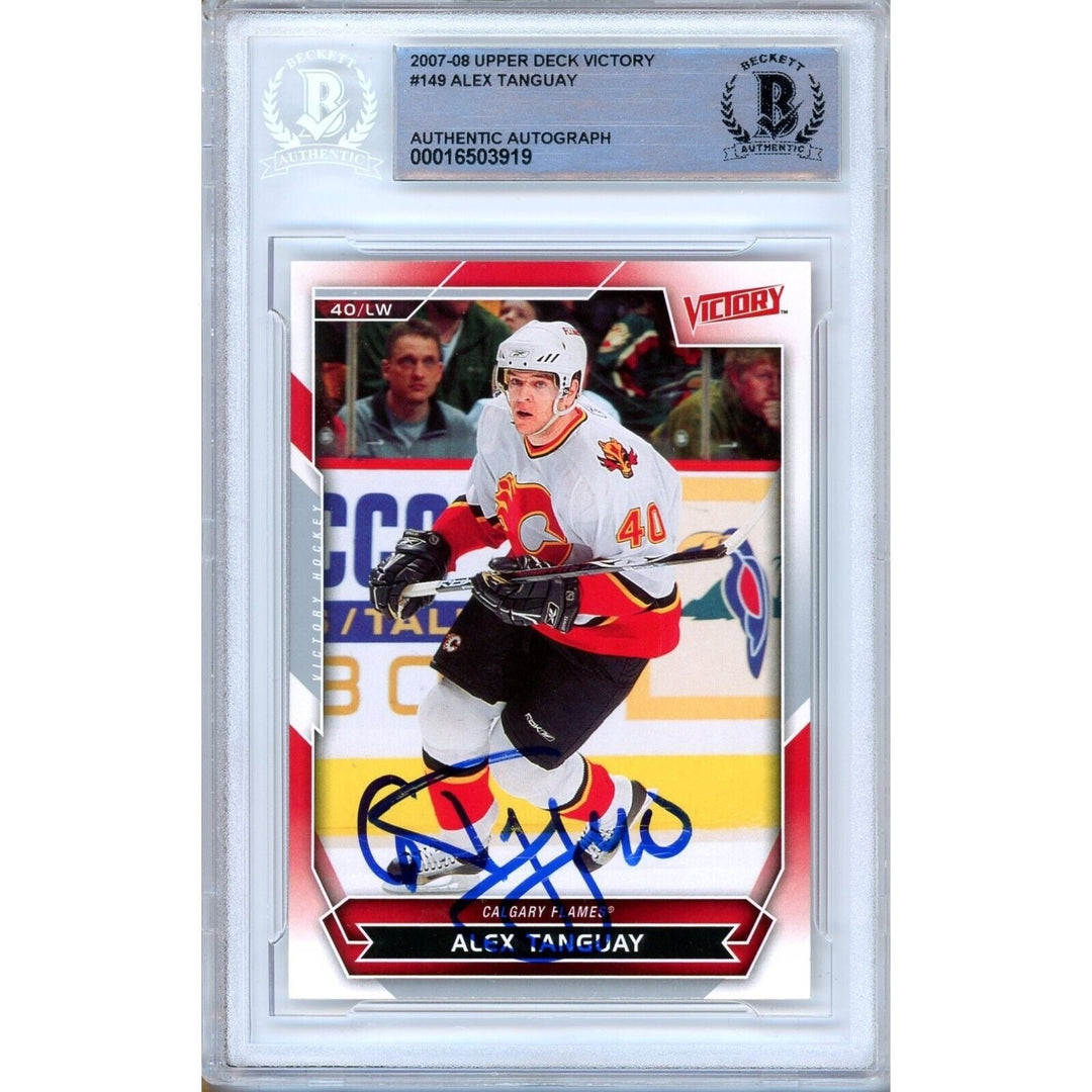 Alex Tanguay Calgary Flames Signed 2007-08 Upper Deck Victory Card BAS Auth Auto Slab