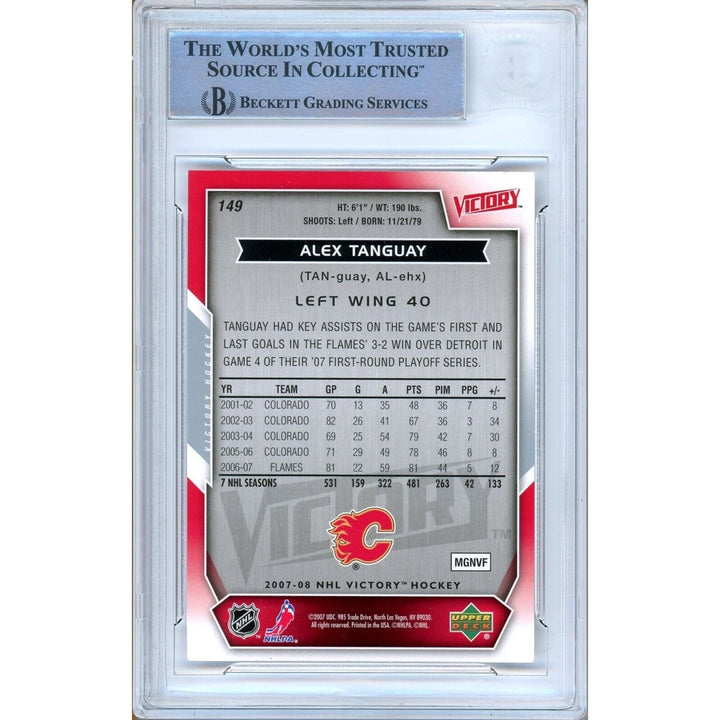 Alex Tanguay Calgary Flames Signed 2007-08 Upper Deck Victory Card BAS Auth Auto Slab
