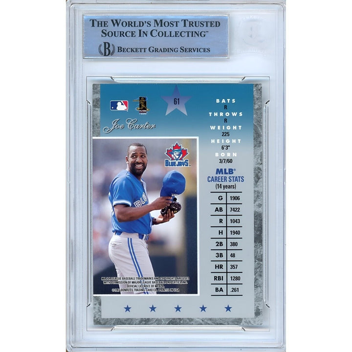 Joe Carter Toronto Blue Jays Signed 1997 Donruss Elite Baseball Card Beckett Auth Auto Slab