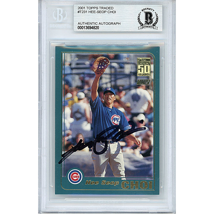 Hee Seop Choi Signed Chicago Cubs 2001 Topps Traded Baseball Card Beckett Auth Slab