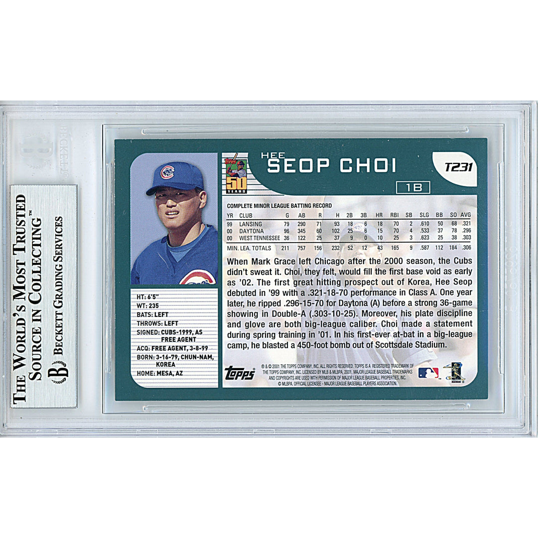 Hee Seop Choi Signed Chicago Cubs 2001 Topps Traded Baseball Card Beckett Auth Slab