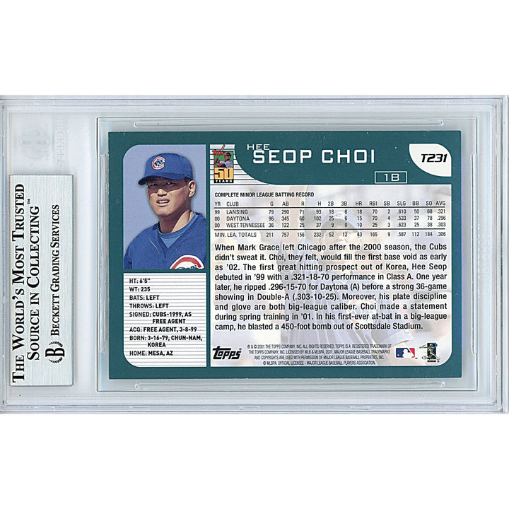 Hee Seop Choi Signed Chicago Cubs 2001 Topps Traded Baseball Card Beckett Auth Slab