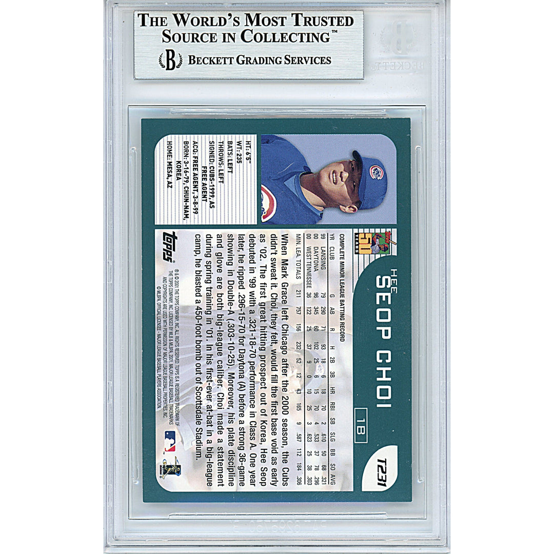 Hee Seop Choi Signed Chicago Cubs 2001 Topps Traded Baseball Card Beckett Auth Slab