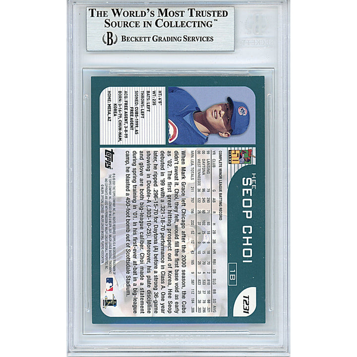 Hee Seop Choi Signed Chicago Cubs 2001 Topps Traded Baseball Card Beckett Auth Slab