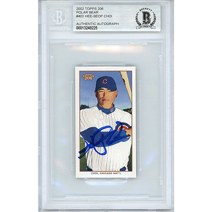 Hee Seop Choi Signed Chicago Cubs 2002 Topps 206 Polar Bear Baseball Card Beckett Slab