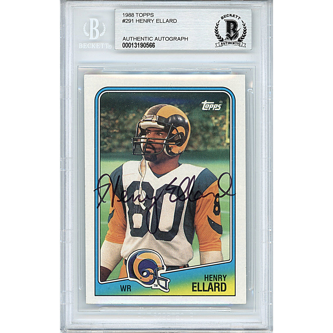 Henry Ellard Signed Los Angeles Rams 1988 Topps Football Trading Card Beckett Slabbed