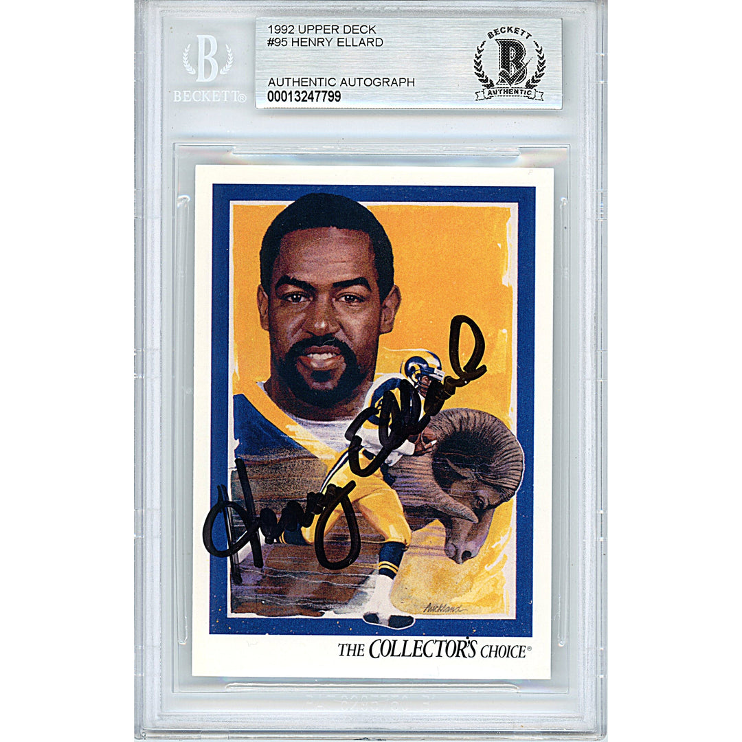 Henry Ellard Signed Los Angeles Rams 1992 Upper Deck Football Trading Card Beckett Slabbed
