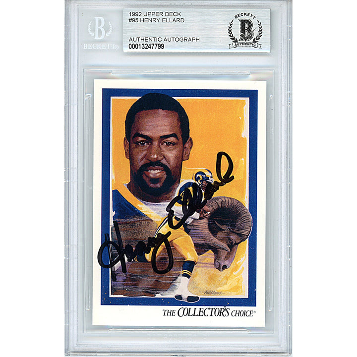 Henry Ellard Signed Los Angeles Rams 1992 Upper Deck Football Trading Card Beckett Slabbed