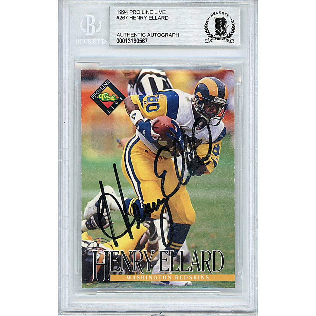 Henry Ellard Signed Los Angeles Rams 1994 Pro Line Football Card Beckett Auth Auto Slab