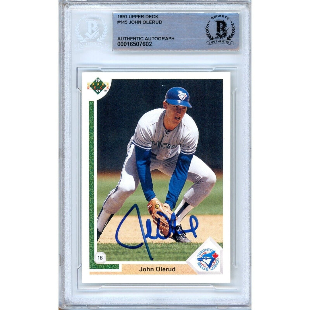 John Olerud Toronto Blue Jays Signed 1991 Upper Deck Baseball Card Beckett Auth Auto Slab